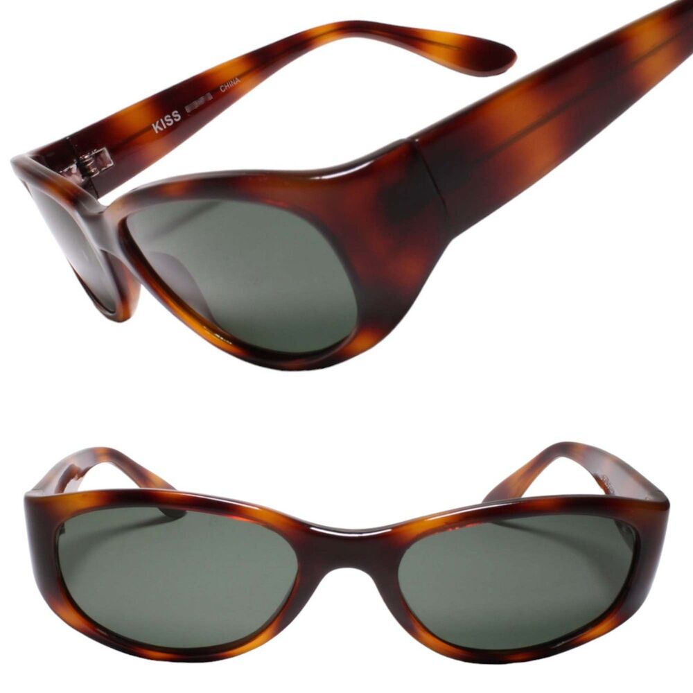 Classic Genuine Vintage Rectangle Hipster Look Thick Frame Brown Sunglasses